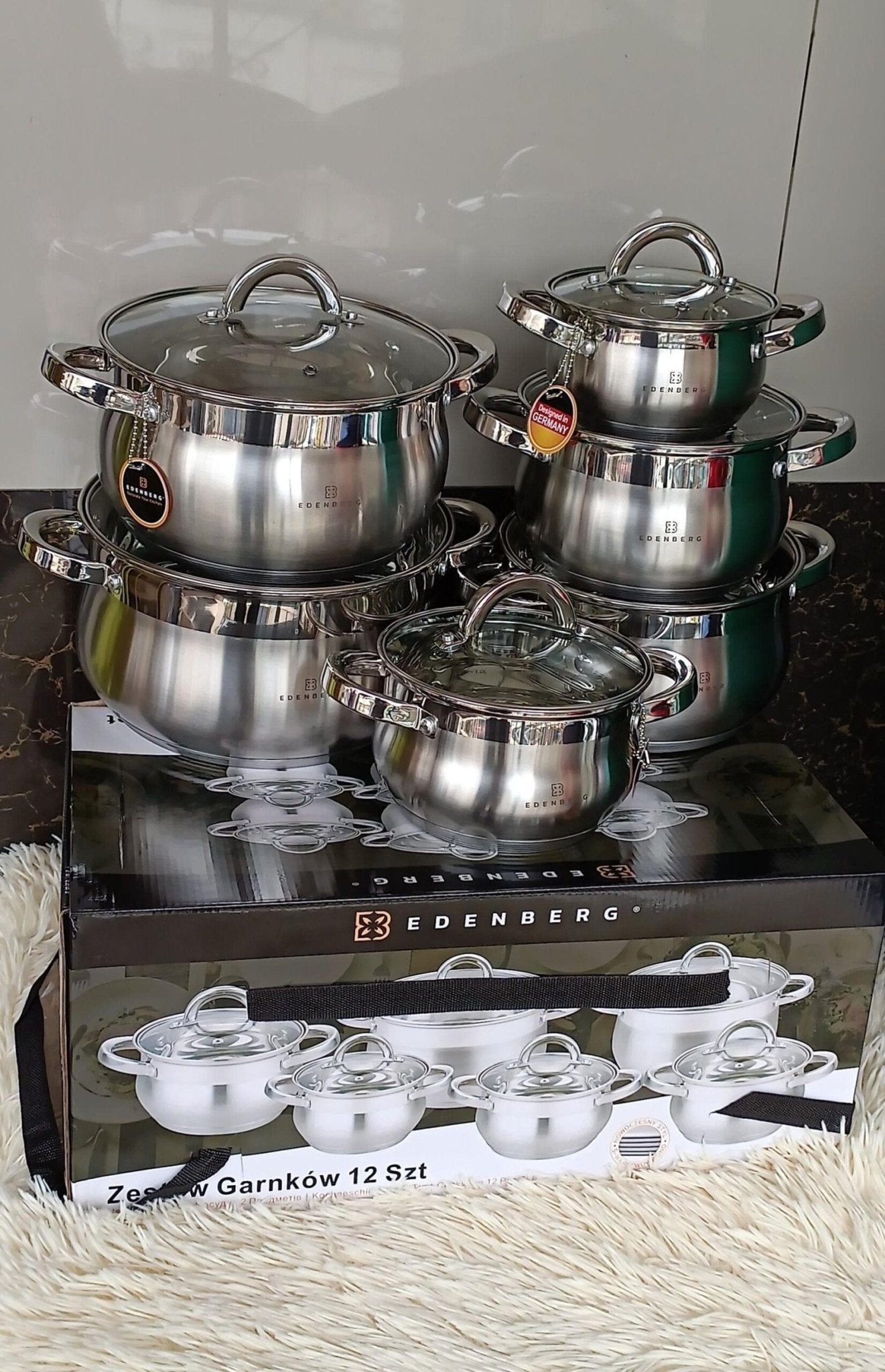 12pcs Edenberg stainless sufurias/Cookware | - Elegant Households KE