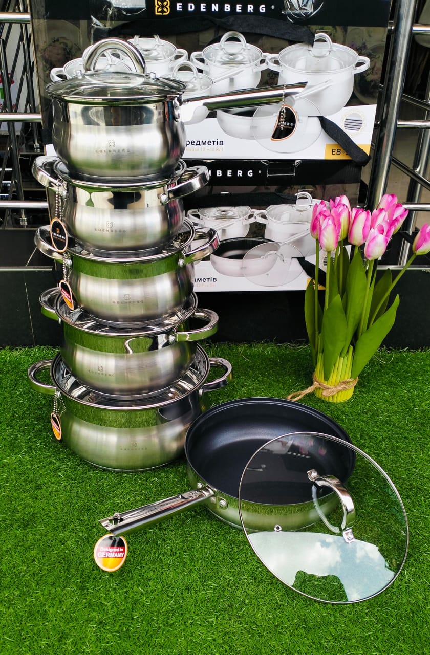 12pcs Edenburg stainless steel Cookware set | - Elegant Households KE