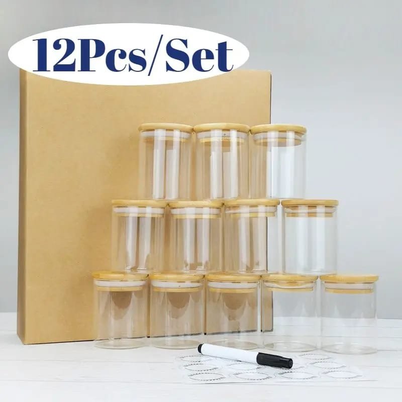 12pcs Round spice Jar set | - Elegant Households KE