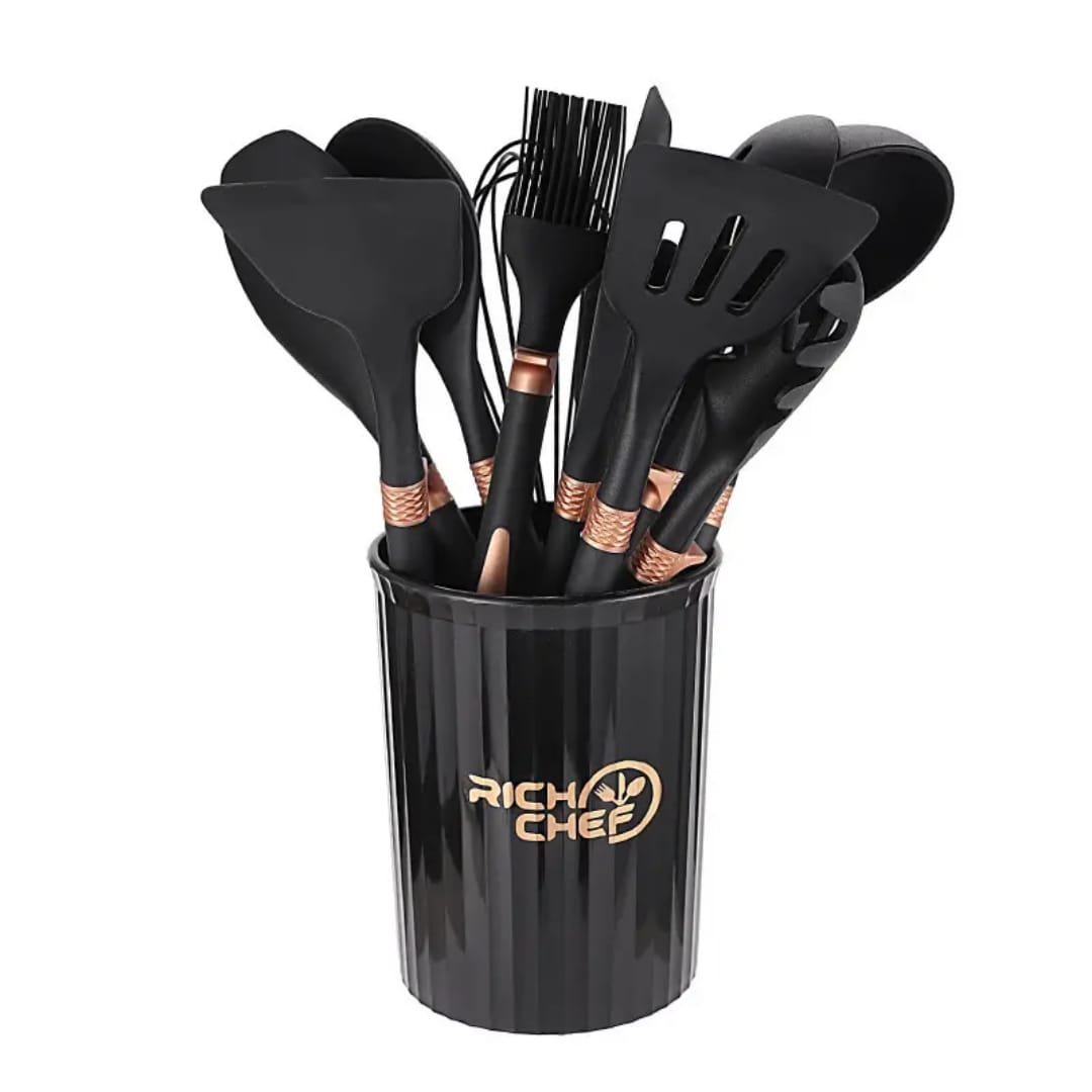 12pcs set silicone Cooking Spoons | - Elegant Households KE