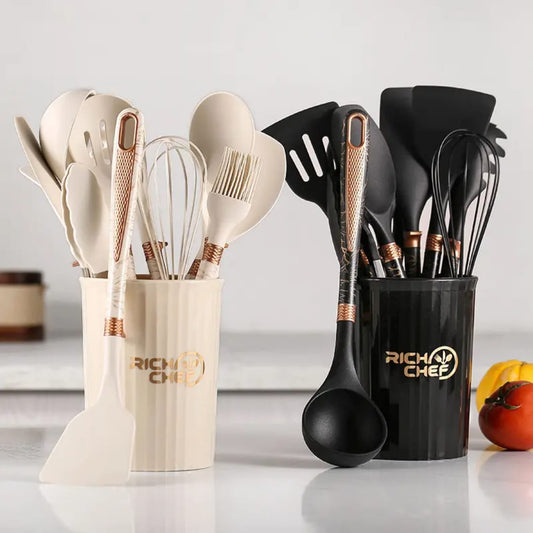 12pcs set silicone Cooking Spoons | - Elegant Households KE