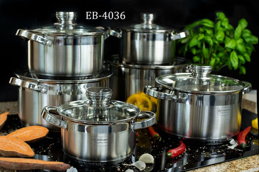 12pcs Stainless edenberg Cookware set | - Elegant Households KE
