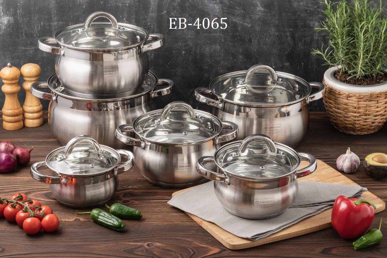 12pcs Stainless steel Cookware set  | - Elegant Households KE