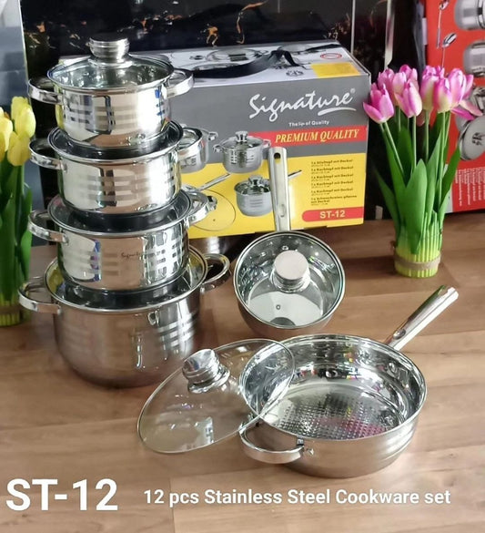 12pcs Stainless Steel Cookware Set | - Elegant Households KE