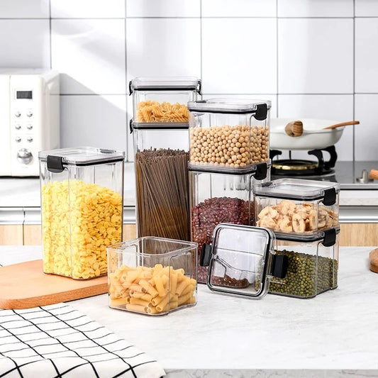 8PCS TRANSPARENT ACRYLIC CEREAL FOOD/PANTRY STORAGE CONTAINERS