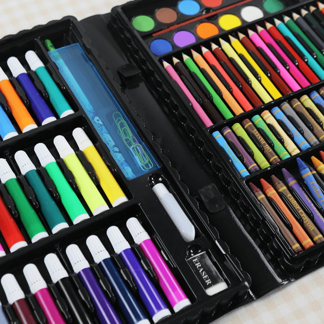 150 Piece Kids Art Set with Markers Crayons & Paints | - Elegant Households KE