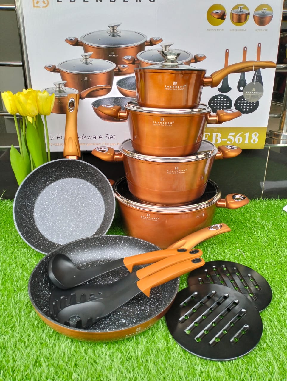 15pcs Edenberg cookware set | - Elegant Households KE