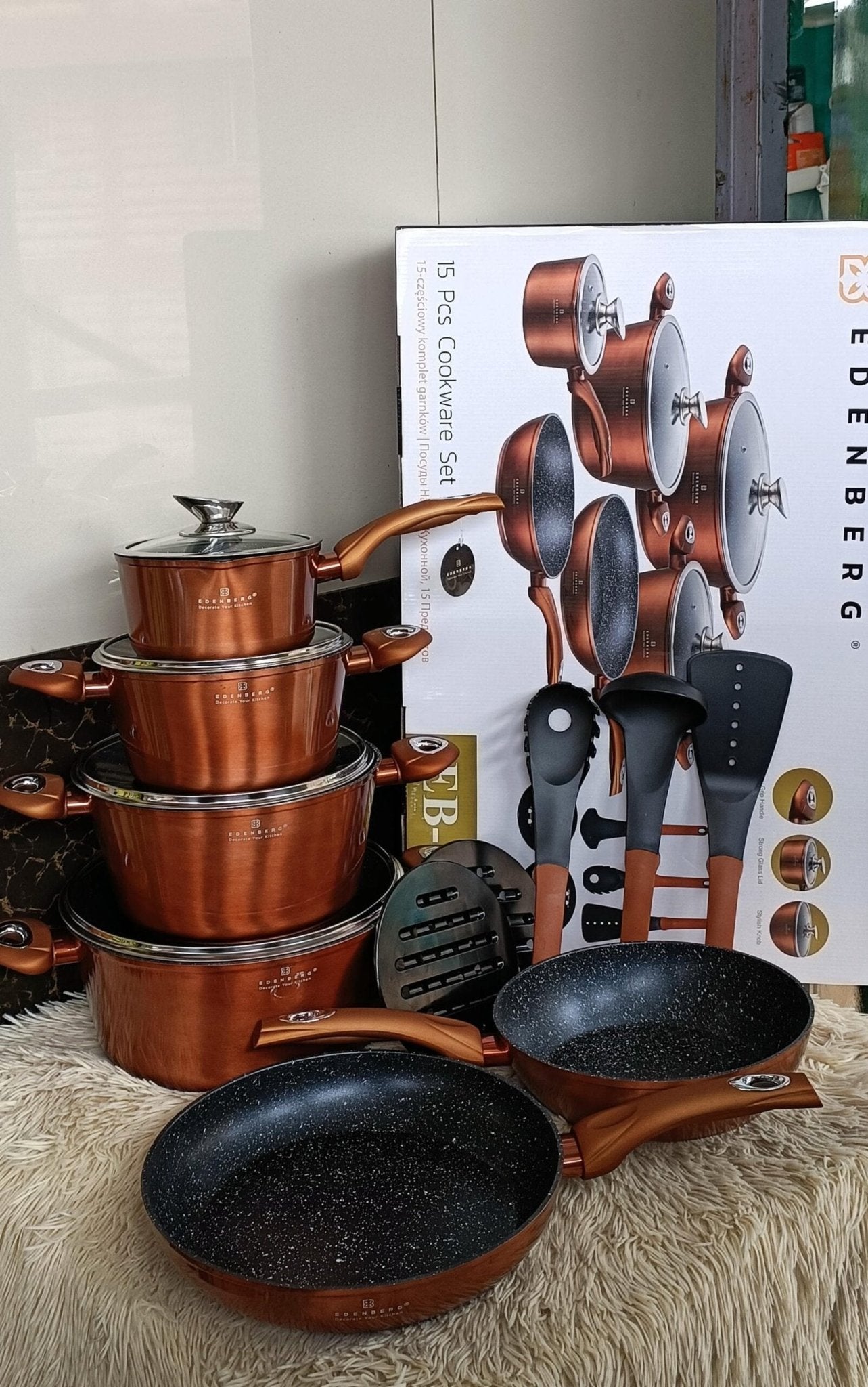 15pcs Edenberg Cookware Set | - Elegant Households KE