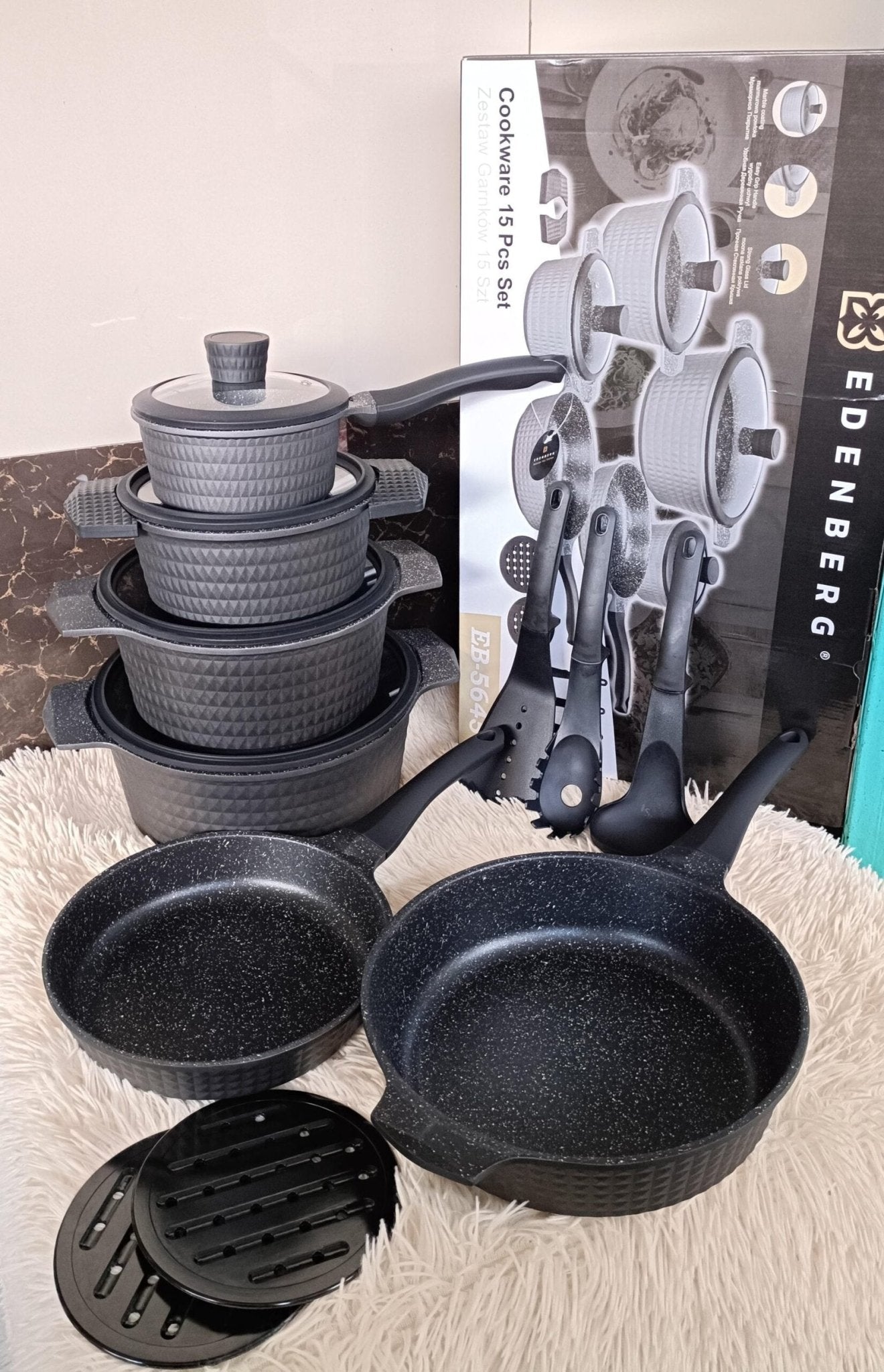 15pcs Edenberg Cookware Set | - Elegant Households KE