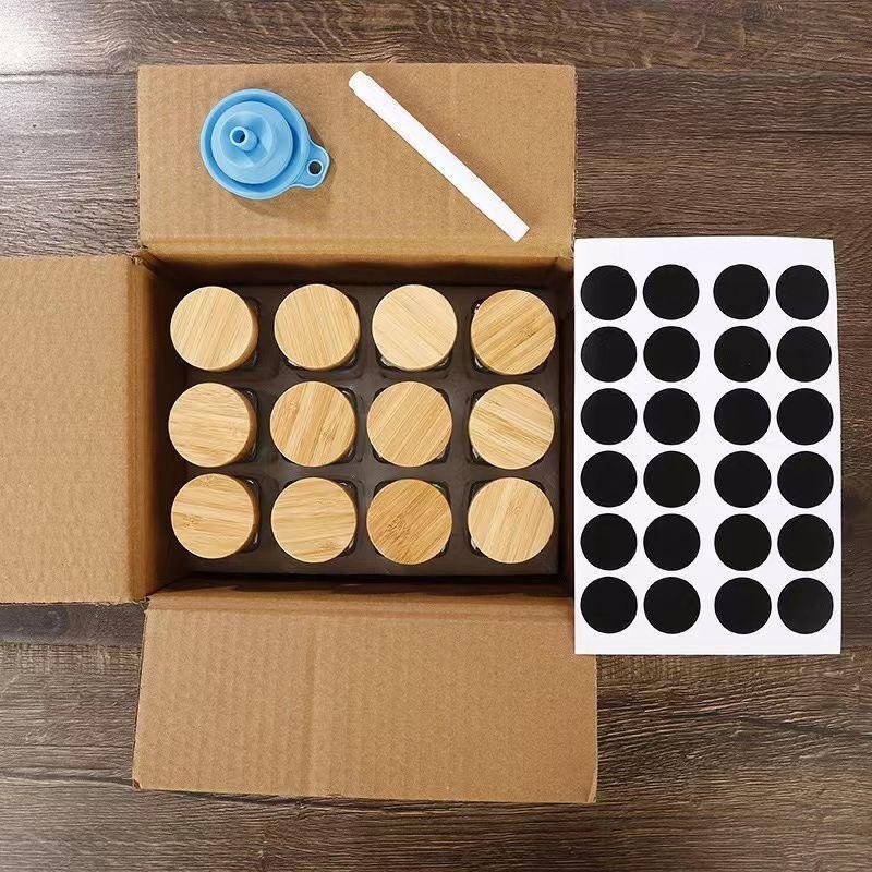15pcs PREMIUM THICK GLASS STORAGE JARS WITH BAMBOO LIDS | - Elegant Households KE