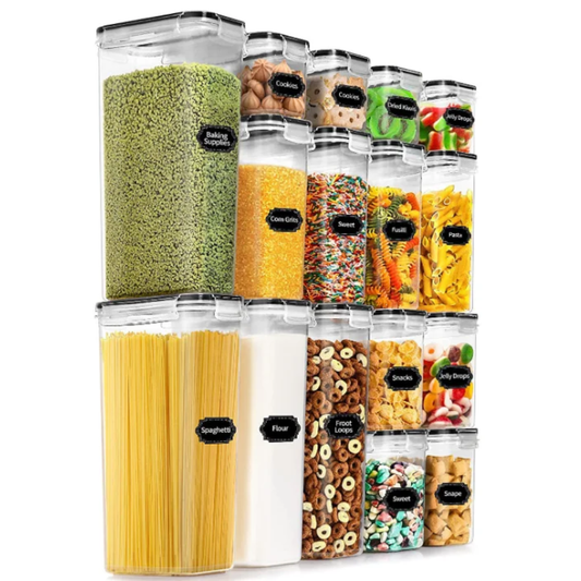 16 - Piece Airtight Food Storage Container Set with Labels | - Elegant Households KE