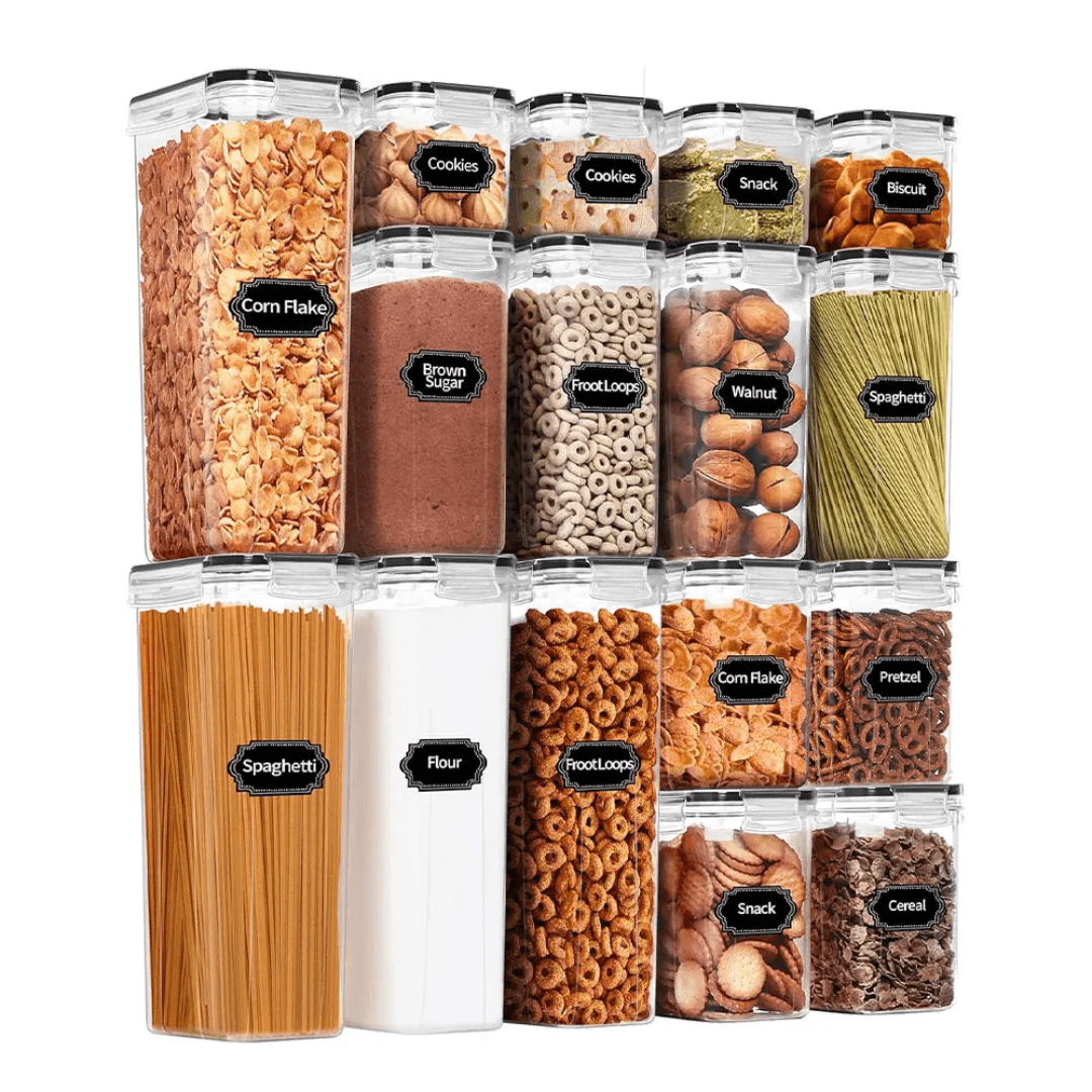 16 - Piece Airtight Food Storage Container Set with Labels | - Elegant Households KE