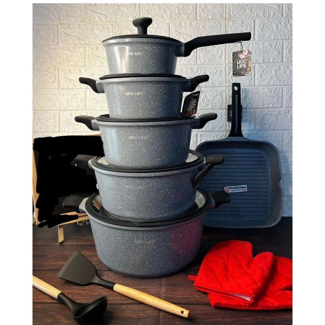 16pcs UCC LIFE Cookware Set | - Elegant Households KE