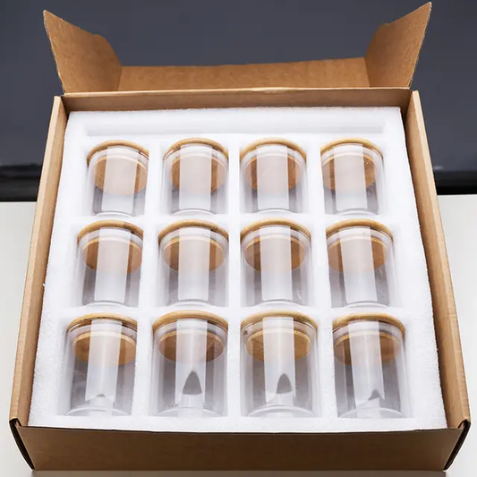 12pcs Round Glass spice jar set