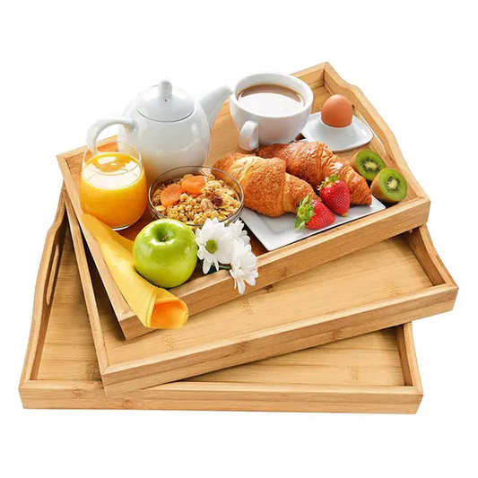 3pcs High Quality Multifunctional Bamboo Serving Trays for