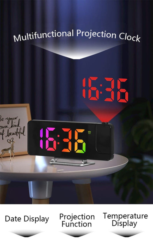 180% PROJECTION LED DIGITAL CLOCK WITH ALARM FOR TABLE | - Elegant Households KE