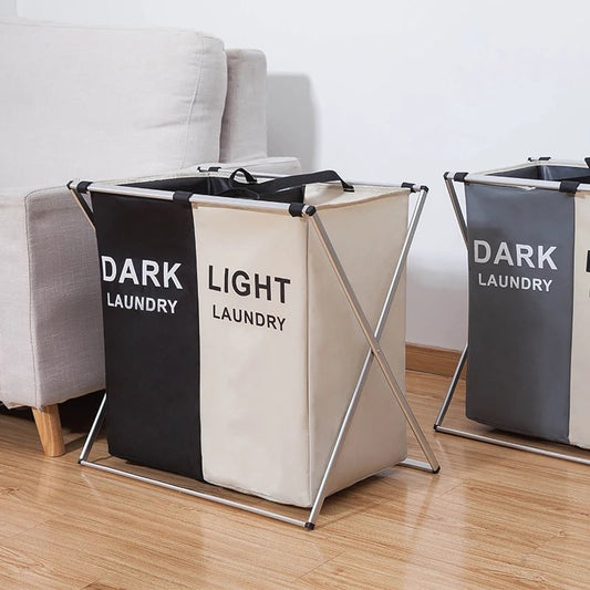 2 Grid compartment foldable laundry basket