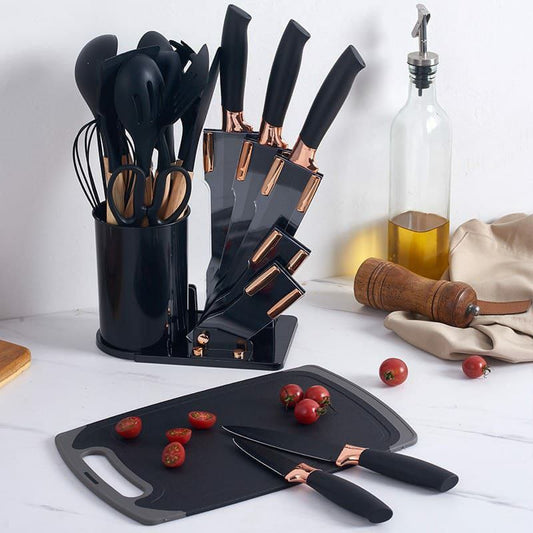 19Pcs Silicon Cooking spoon &amp; knife set | - Elegant Households KE