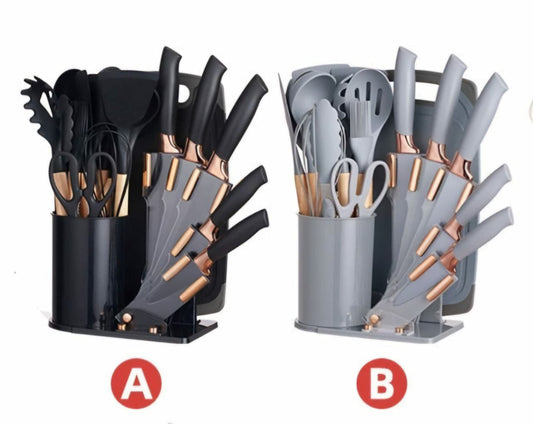 19Pcs Silicon Cooking spoon &amp; knife set | - Elegant Households KE