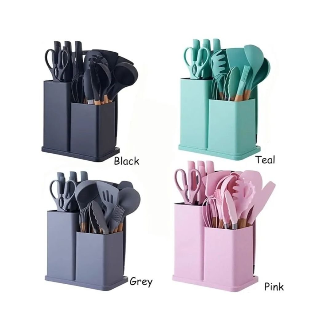 19pcs Silicone Cooking Spoon Set | - Elegant Households KE
