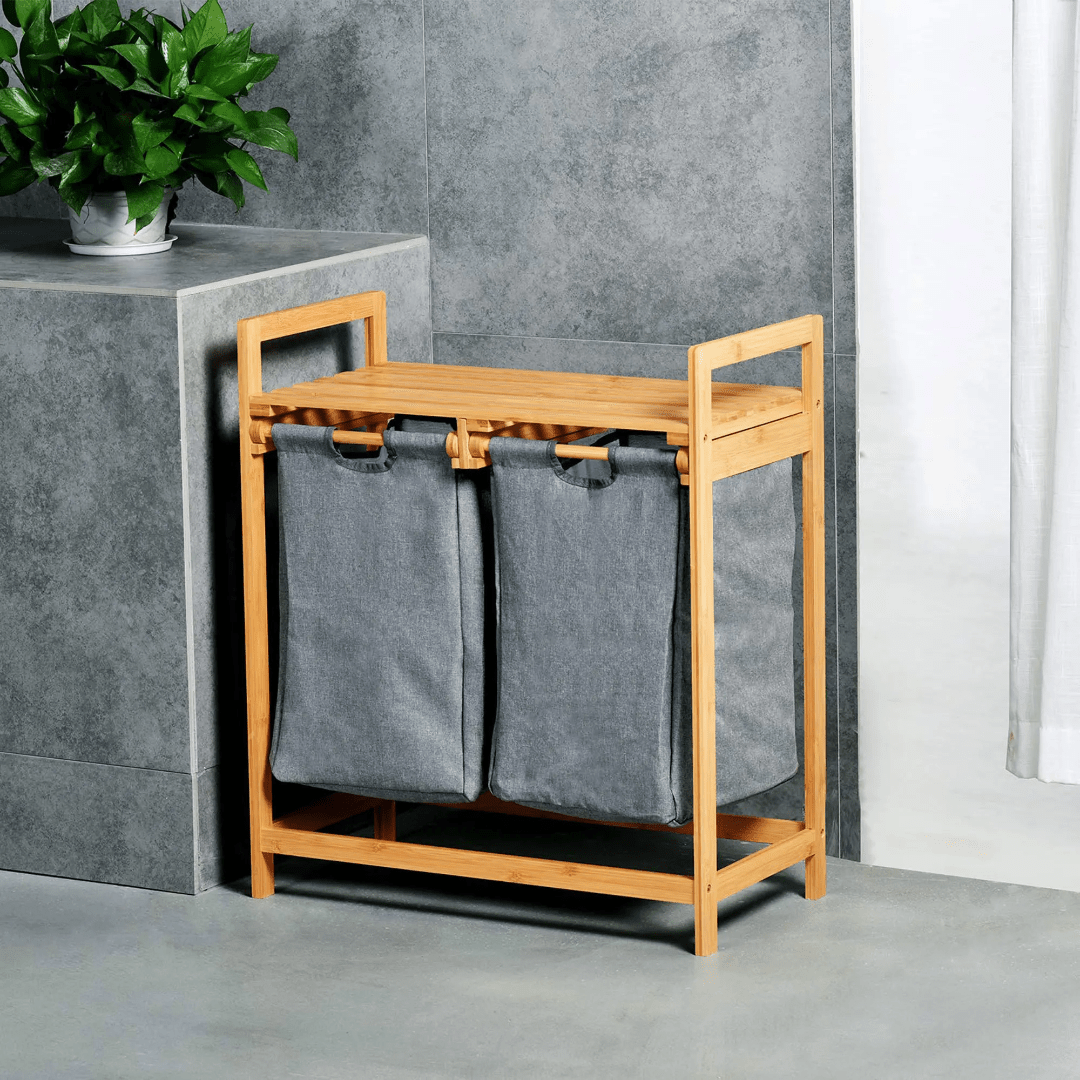 2 in 1 Bamboo laundry garment sorting/Storage | - Elegant Households KE