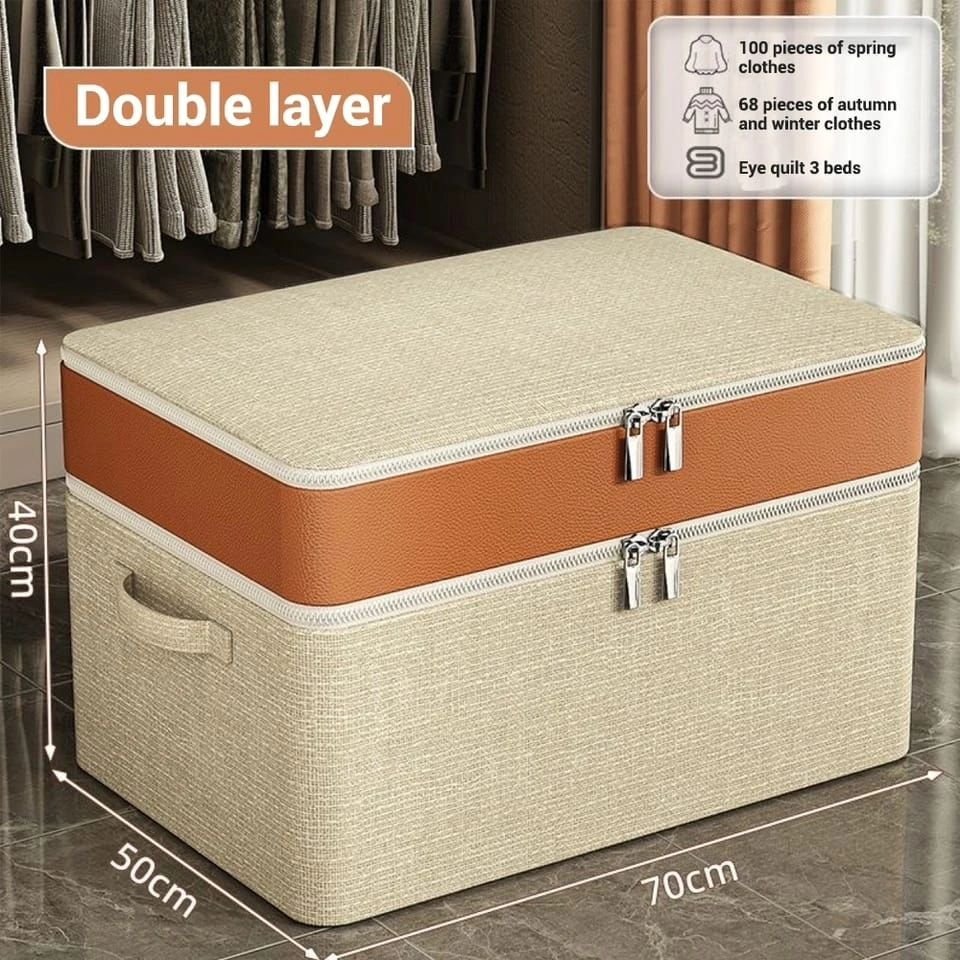 2 in 1 Double - Zipper Big Capacity Quilt Clothes Storage Bag Duvet | - Elegant Households KE