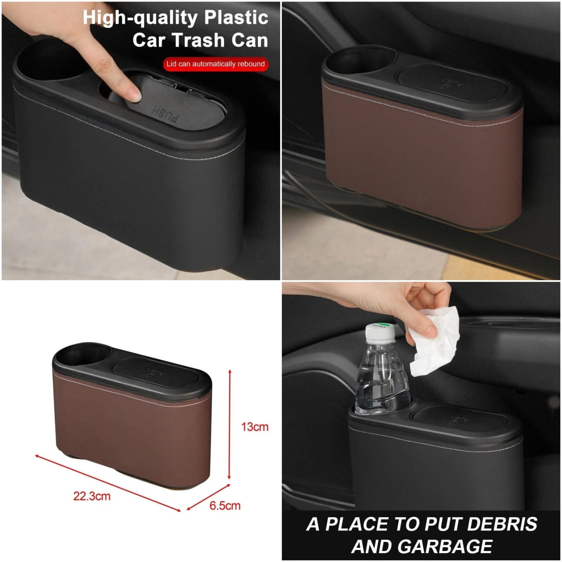 2 in 1 Multipurpose Car Hanging Abs Door Trash Can For accssories | - Elegant Households KE