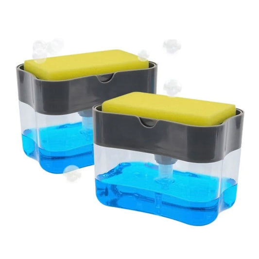 2 in1 plastic soap pump with a sponge  | - Elegant Households KE