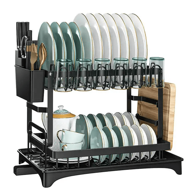 2 layer carbon coated dish rack | - Elegant Households KE