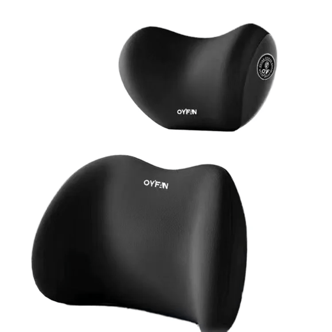 2 piece memory foam car headrest lumbar support | - Elegant Households KE