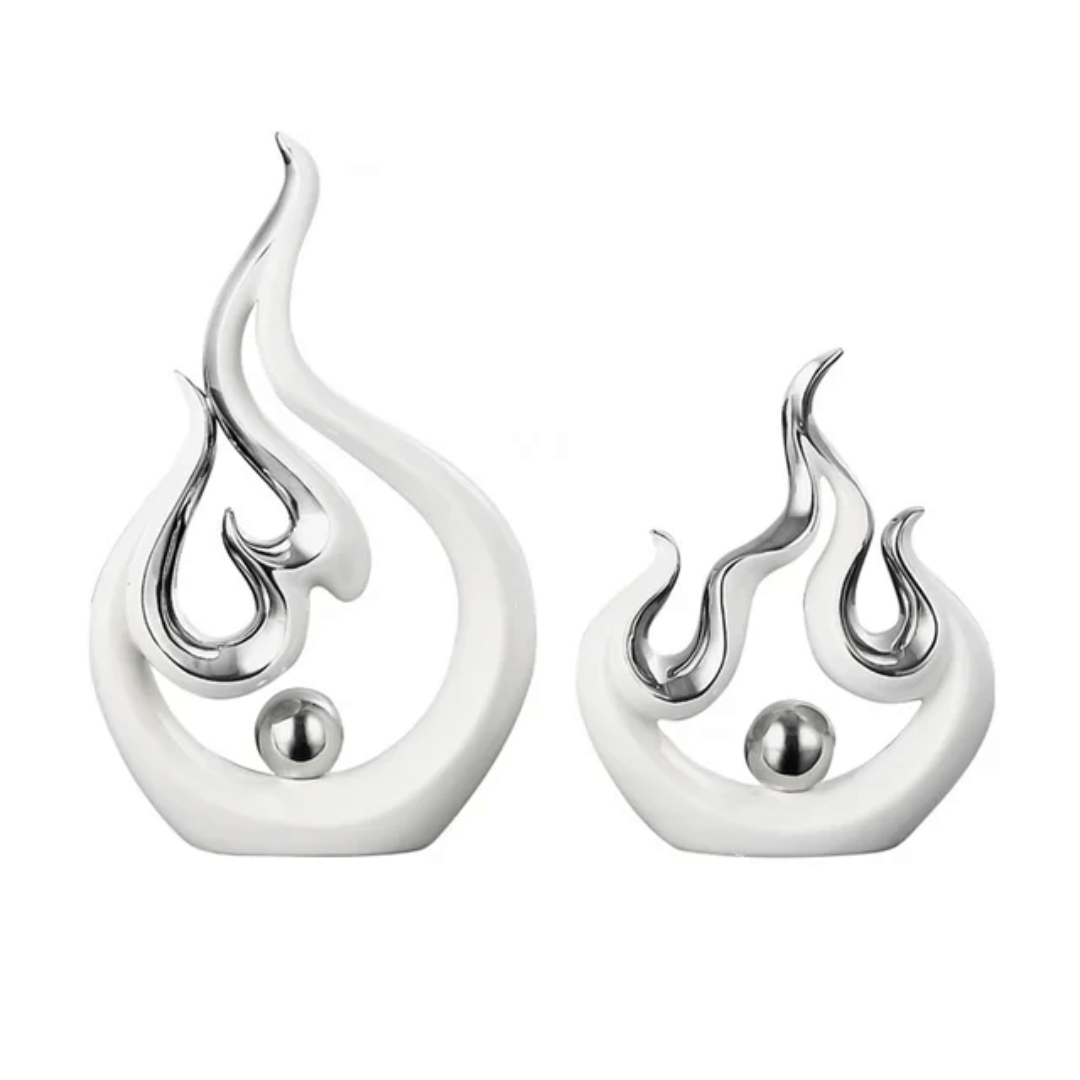2 - Piece White Blaze Ceramic Decor | Modern Home Accent | - Elegant Households KE