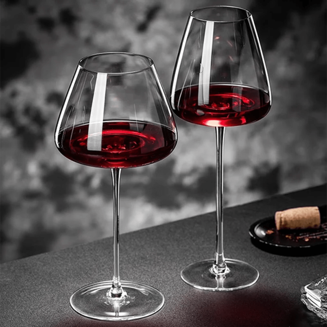 2 - pieces Long Stem Wine Glasses – 600ml Elegant Crystal Clear Glassware for Red & White Wine | - Elegant Households KE