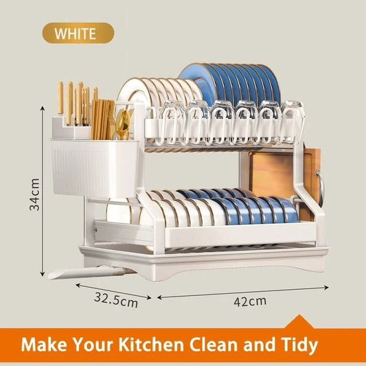 2 Tier Carbon Steel Dish Drying Rack | - Elegant Households KE