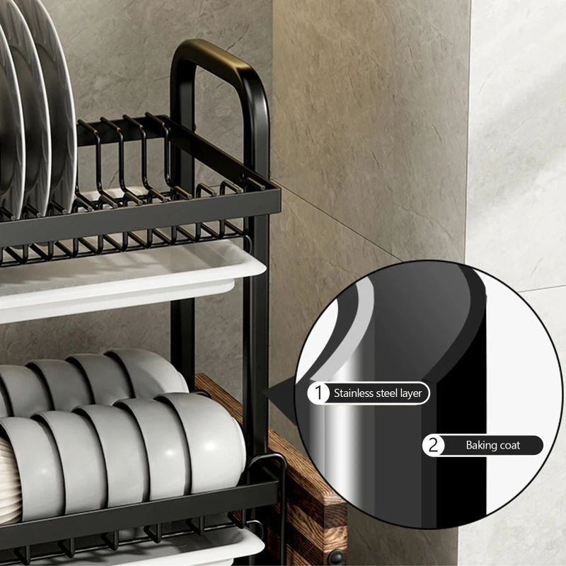 2 Tier Dish Rack with Cutlery Holder &amp; Chop Board Holder | - Elegant Households KE