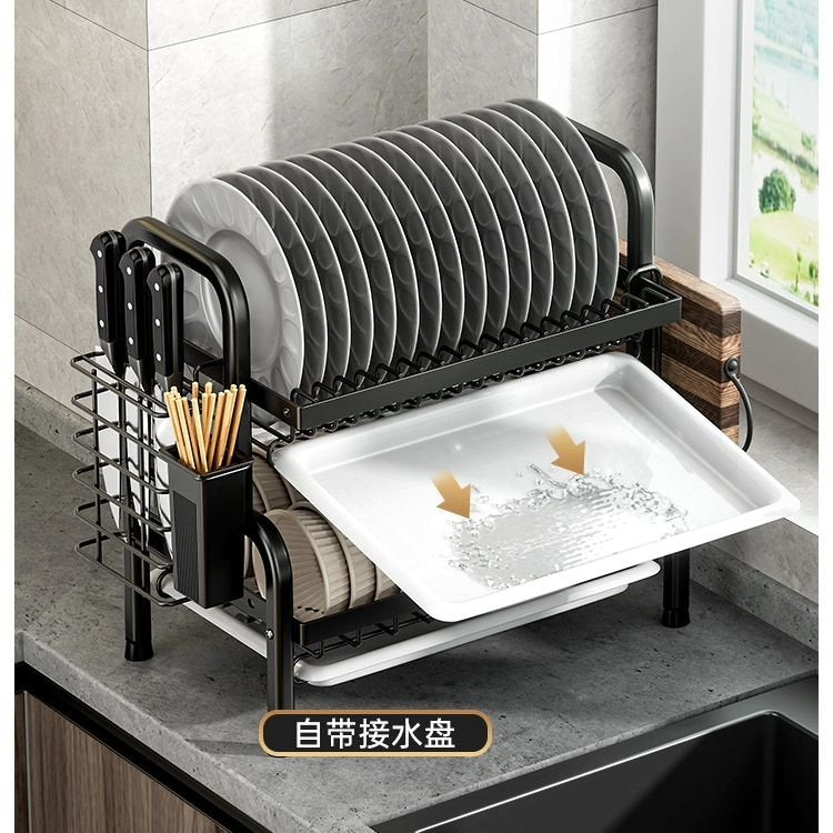 2 Tier Dish Rack with Cutlery Holder &amp; Chop Board Holder | - Elegant Households KE