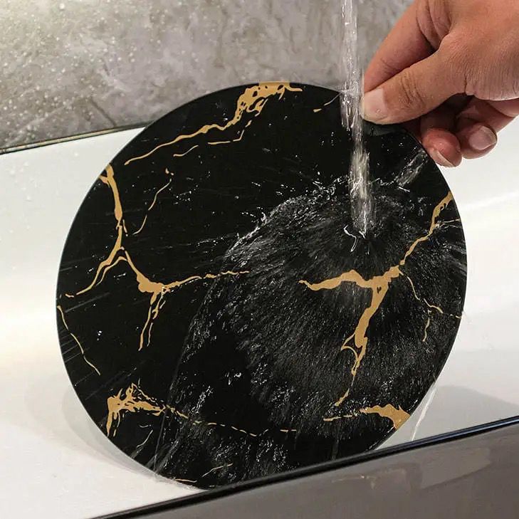 2 tier luxury marble textured with gold metal makeup storage/organiser | - Elegant Households KE
