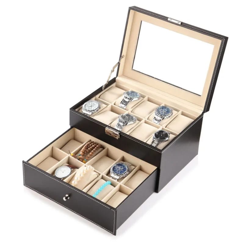 20 slots leather watch organizer | - Elegant Households KE
