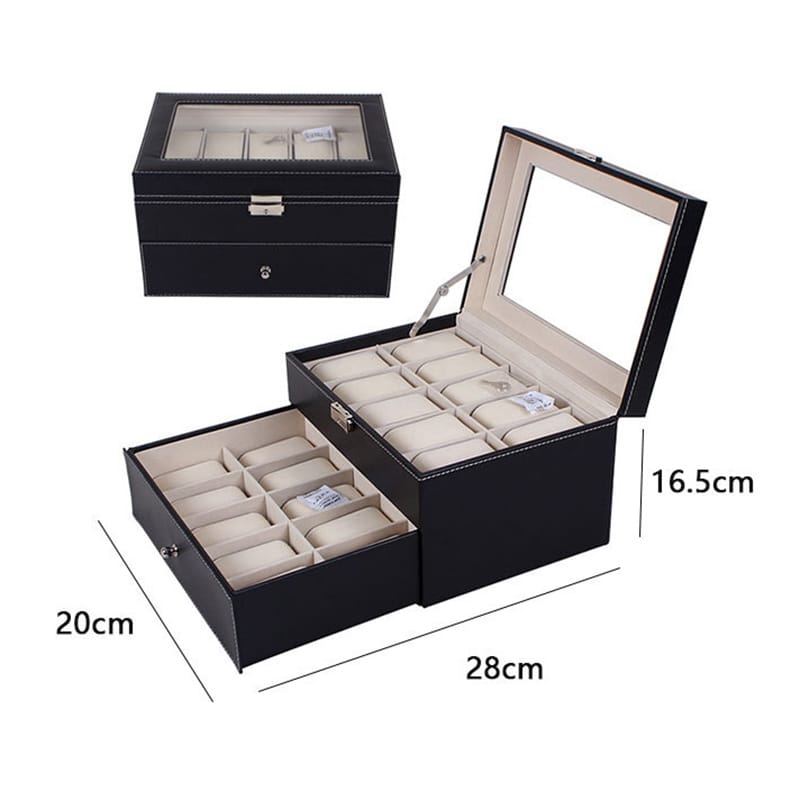 20 slots leather watch organizer | - Elegant Households KE