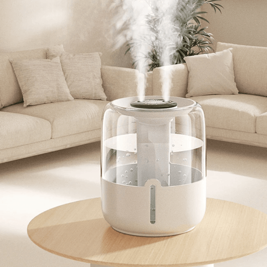 2.2L Large - Capacity Humidifier | Dual Mist Outlets, 24 - Hour Runtime, Aromatherapy & 7 - Color Flame Light | - Elegant Households KE