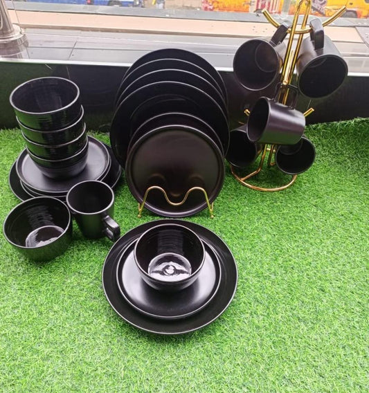 24 pc dinner set Black | - Elegant Households KE