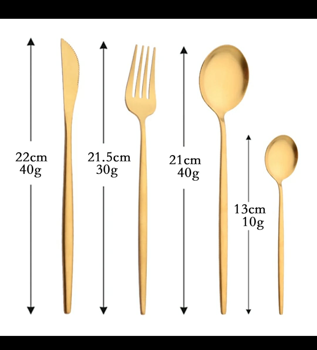 24pcs Gold Luxury cutlery set stainless steel  | - Elegant Households KE