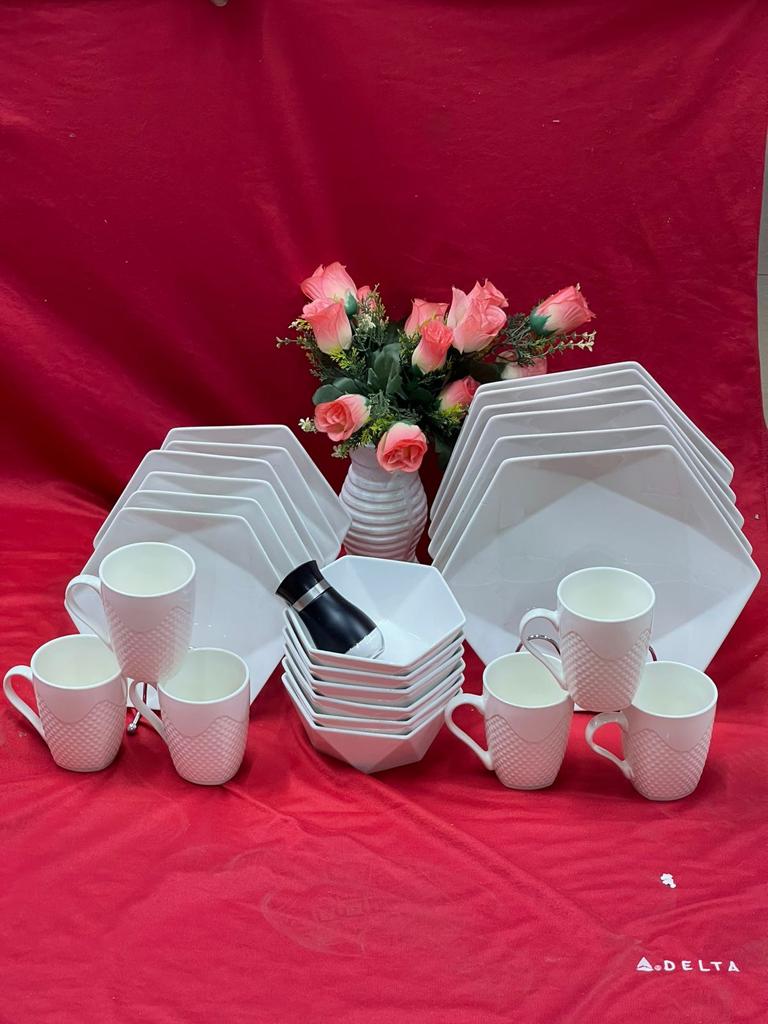 24pcs Hexagonal dinner set  | - Elegant Households KE