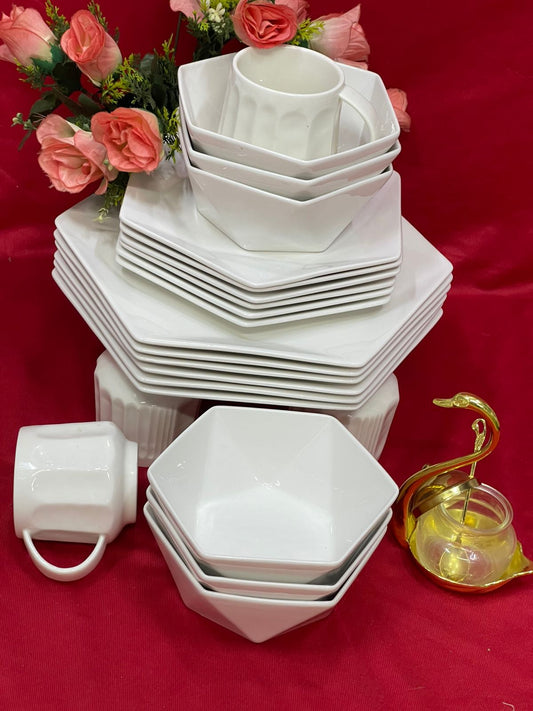 24pcs Hexagonal dinner set | - Elegant Households KE