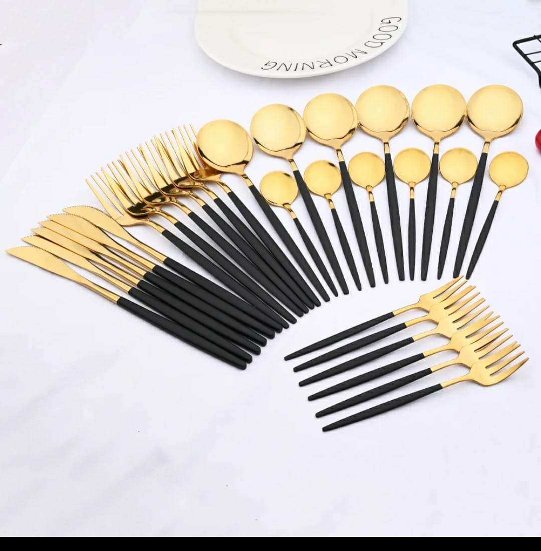 24pcs Luxury cutlery set stainless steel | - Elegant Households KE