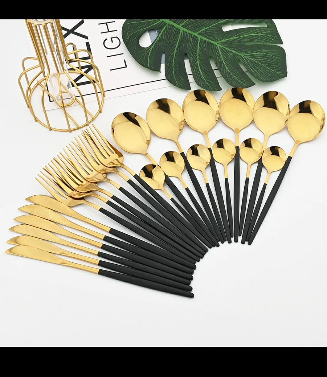 24pcs Luxury cutlery set stainless steel | - Elegant Households KE