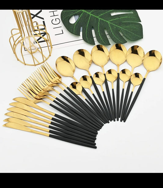 24pcs Luxury cutlery set stainless steel | - Elegant Households KE