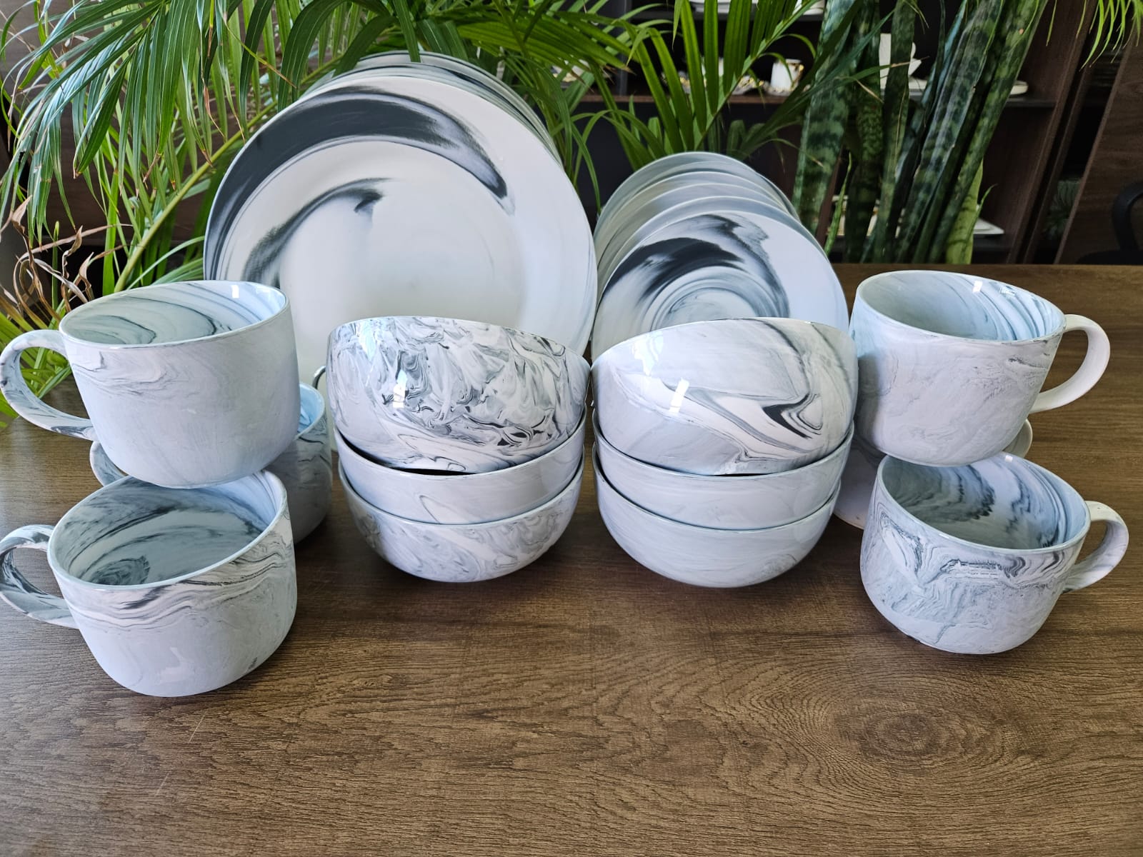 24pcs MARBLE CERAMIC DINNER SET* | - Elegant Households KE