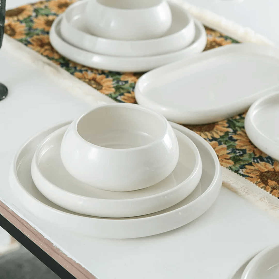 24PCS Premium White Ceramic Dinner Set Elegant Tableware | - Elegant Households KE