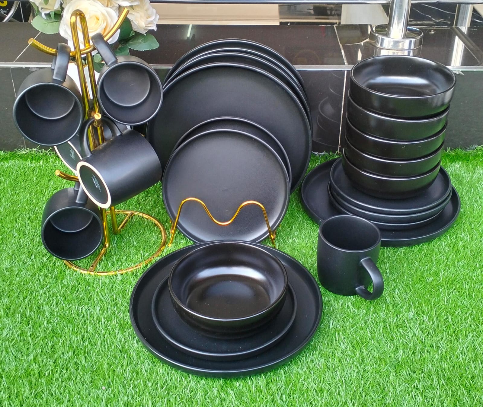 24pcs white plain dinner set | - Elegant Households KE