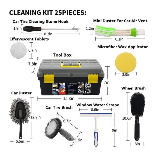 25PCS DETAIL CAR CLEANING TOOL KIT* | - Elegant Households KE